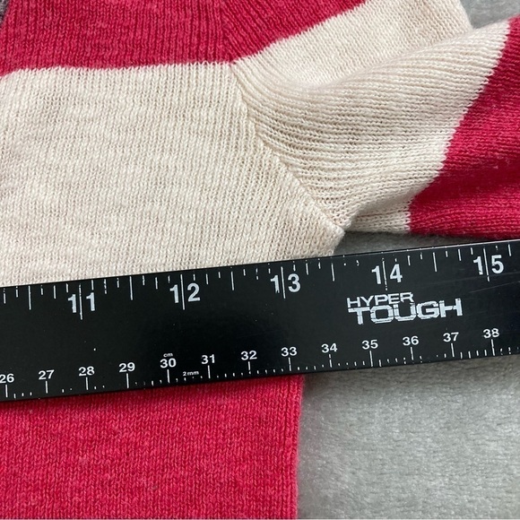 Hollister Pink & White Striped Long Button Down Knit Cardigan Sweater w/ Pockets - Picture 9 of 10